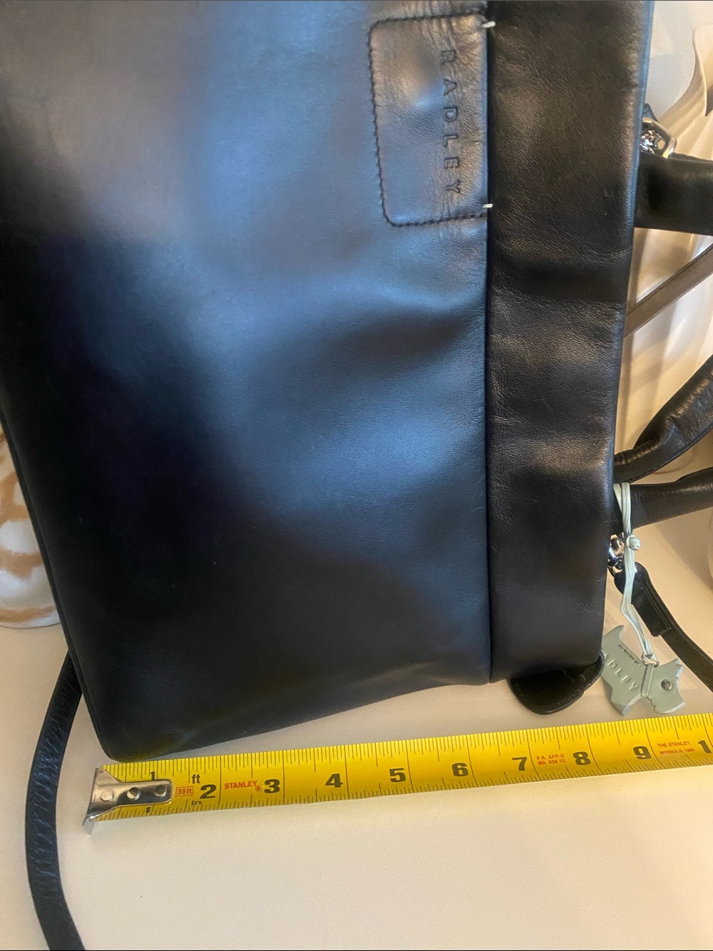 RADLEY London Black Leather Long Strap Top Handle Handbag, Radley Leather Bag - Picture 9 of 12